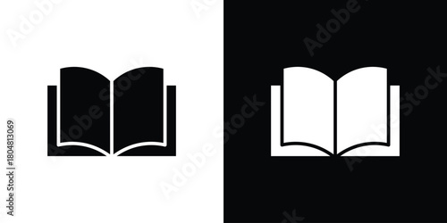 Book icons. Black flat icon pack isolated on white background.