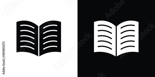 Book icons. Black flat icon pack isolated on white background.
