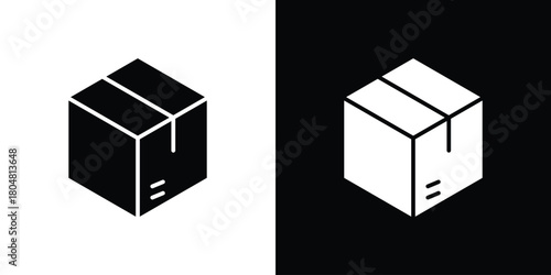 Boxes icons. Black flat icon pack isolated on white background.