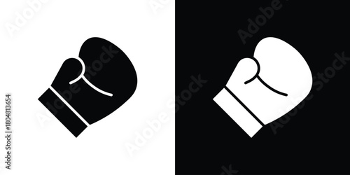 Boxing glove icons. Black flat icon pack isolated on white background.