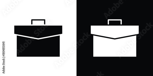 Briefcase icons. Black flat icon pack isolated on white background.