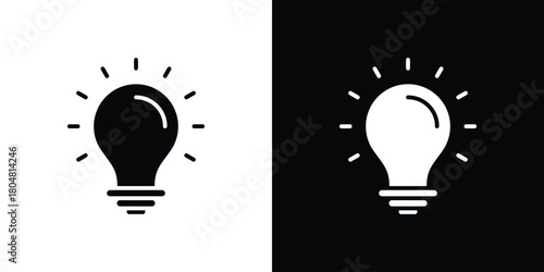 Bulb icons. Black flat icon pack isolated on white background.