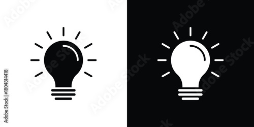 Bulb icons. Black flat icon pack isolated on white background.