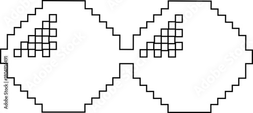 Pixel sunglasses icon retro pixelated glasses meme and cool accessory vector illustration, black line style design, digital 8-bit shades set on transparent background