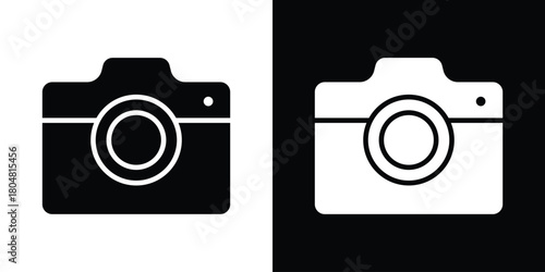 Camera icons. Black flat icon pack isolated on white background.
