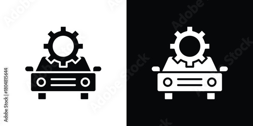 Car mechanic icons. Black flat icon pack isolated on white background.