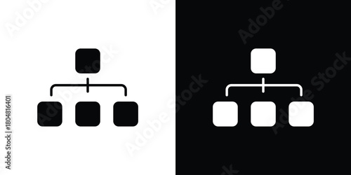 Chart tree icons. Black flat icon pack isolated on white background.