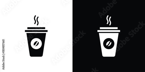 Coffee icons. Black flat icon pack isolated on white background.