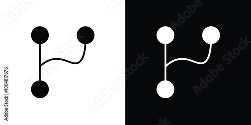 Code branch icons. Black flat icon pack isolated on white background.