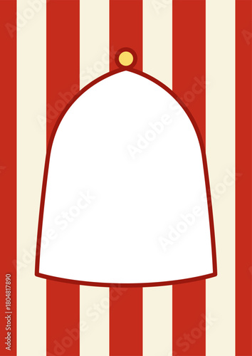 Holiday greeting card template with frame. Vector flat circus design with striped background. Festival clipart for birthday cards, christmas holiday invitations, etc.