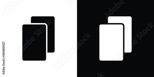 Copy icons. Black flat icon pack isolated on white background.