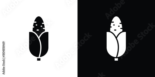 Corn icons. Black flat icon pack isolated on white background.