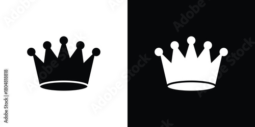 Crown icons. Black flat icon pack isolated on white background.