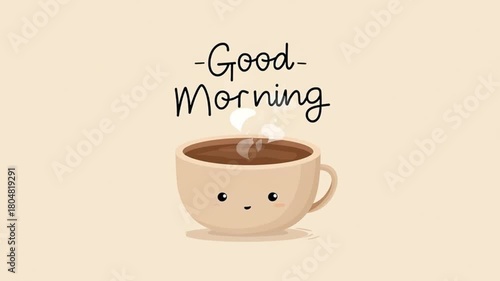 Warm cup of coffee brings joy to morning routine with cute designs and cheerful vibes