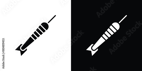 Dart icons. Black flat icon pack isolated on white background.