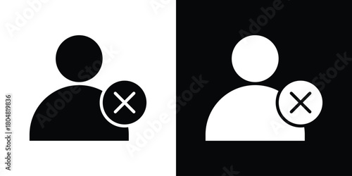 Delete user icons. Black flat icon pack isolated on white background.