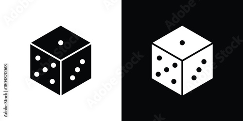 Dice icons. Black flat icon pack isolated on white background.