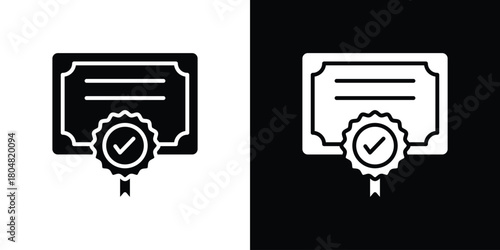 Diploma icons. Black flat icon pack isolated on white background.