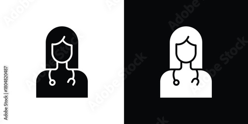 Doctor icons. Black flat icon pack isolated on white background.