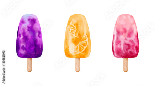 Delicious ice cream and sorbet clip art collection featuring bright fruity flavors in a fun summer design.