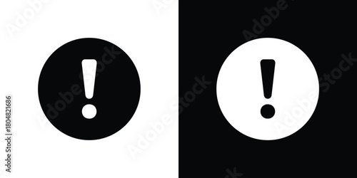 Exclamation interface icons. Black flat icon pack isolated on white background.