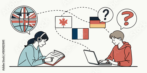 Unlock global communication skills online with interactive language learning resources for students, featuring English, French, German, and Canadian options