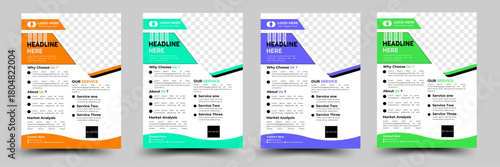 Simple Creative Promotional Corporate Business Flyer design template or brochure design,4 Variant Design, natural Shape, Circle shape, layout.