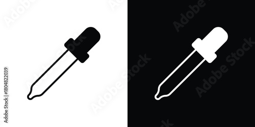 Eye dropper icons. Black flat icon pack isolated on white background.
