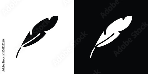 Feather icons. Black flat icon pack isolated on white background.