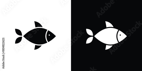 Fish icons. Black flat icon pack isolated on white background.