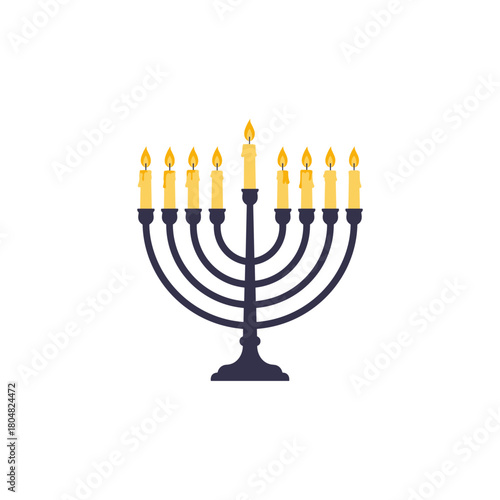 Eight candles lit on the candelabra