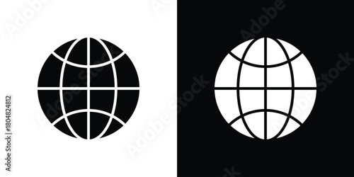 Globe icons. Black flat icon pack isolated on white background.