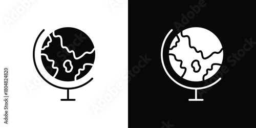 Globe icons. Black flat icon pack isolated on white background.