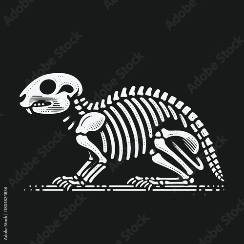 Anatomical illustration of a rodent skeleton in profile view.