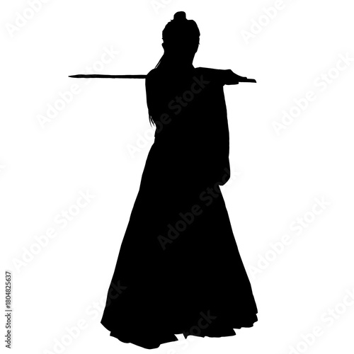 Asian Female Warrior Silhouette