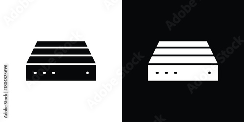 Hard Disk icons. Black flat icon pack isolated on white background.