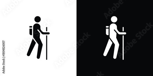 Hiking icons. Black flat icon pack isolated on white background.