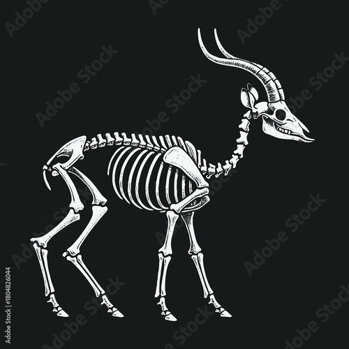 Anatomical vector illustration of a gazelle skeleton.