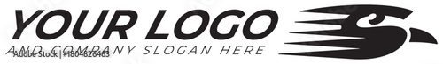 Logo vectoriel noir et blanc d'un aigle ou faucon stylisé