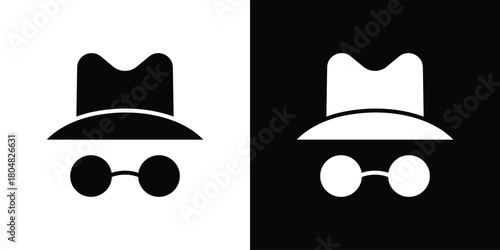 Incognito icons. Black flat icon pack isolated on white background.