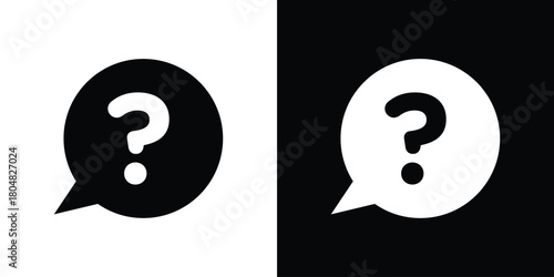Interrogation icons. Black flat icon pack isolated on white background.