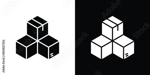 Inventory icons. Black flat icon pack isolated on white background.