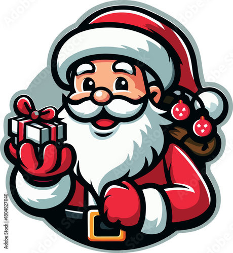 Christmas santa claus mascot logo vector white background .