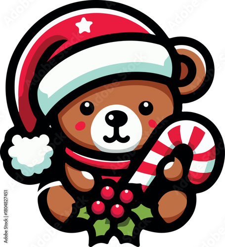 Christmas teddy bear logo vector white background .
