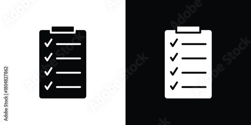 List check icons. Black flat icon pack isolated on white background.