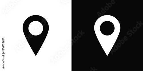 Map marker icons. Black flat icon pack isolated on white background.