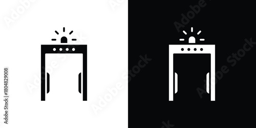 Metal detector icons. Black flat icon pack isolated on white background.