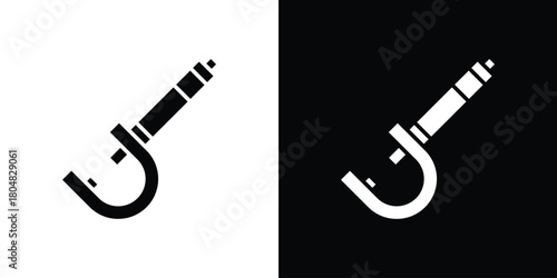 Micrometer icons. Black flat icon pack isolated on white background.
