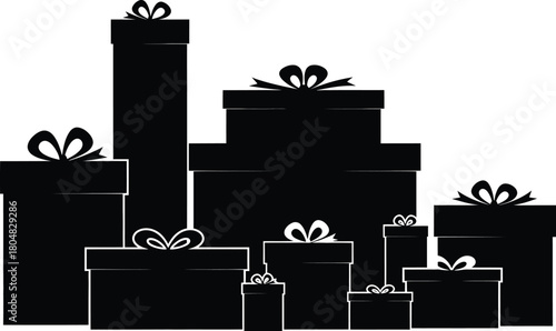 A festive collection of gift boxes with ribbons, symbolizing celebration and surprise.
