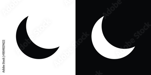 Moon icons. Black flat icon pack isolated on white background.